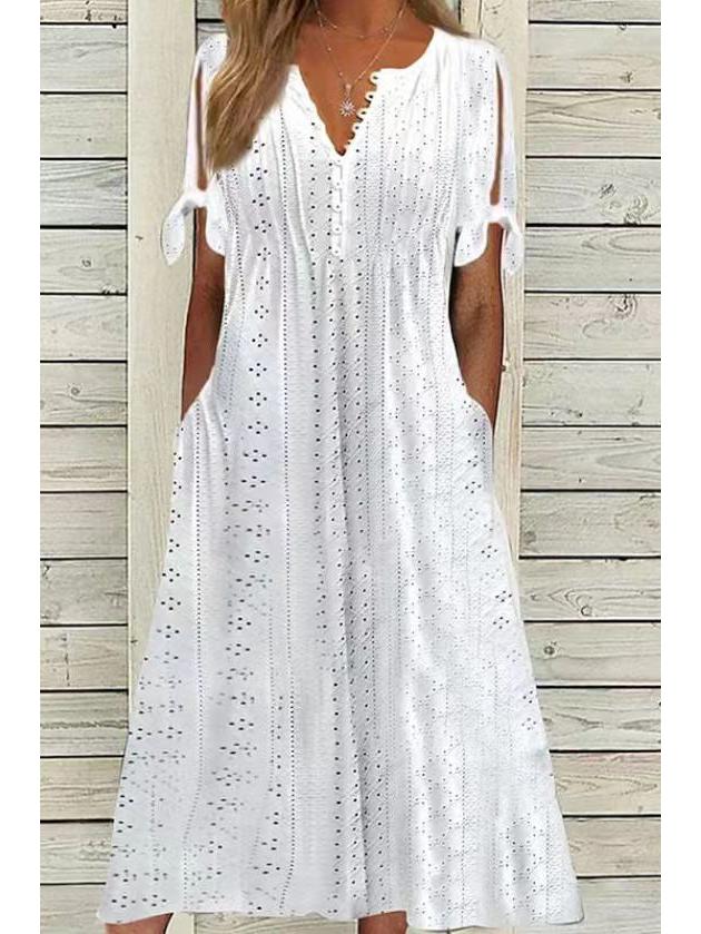 2024 New Fashion High-Waisted Casual Loose Embroidered Dress