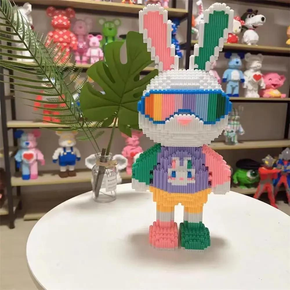 DIY Kids Toy Candy Rabbit Colorful and Cute Mini 3D Model Desktop Decoration Building Block Micro Bricks Christmas Birthday Gift