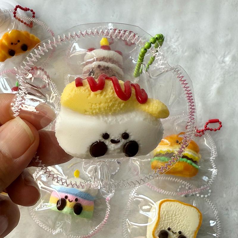 Cute Simulation Toast Bread Squeeze Toy Cartoon Silicone Stress Relief Toy Fun Mini Decompression Slow Rebound Toys Gifts