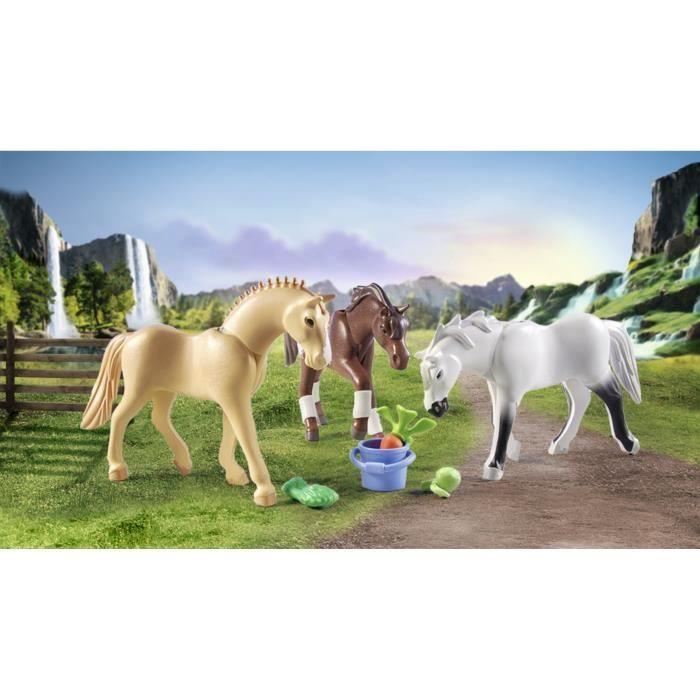 PLAYMOBIL 71356 3 Morgan, Quarter Horse and Shagya Horses, Horses of Waterfall, 28 Pieces, From 5 Years