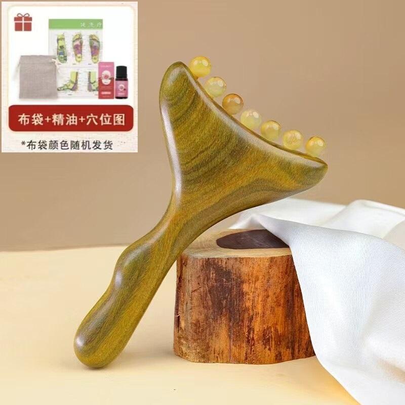 

Green Sandalwood Horn Bead Beauty Massage Comb, Multifunctional Full Body Massager for Face and Whole Body Relaxation