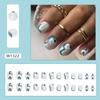 Blue Sparkling Fake Nails Short Round Nail Tips Fashion False Nails  for DIY
