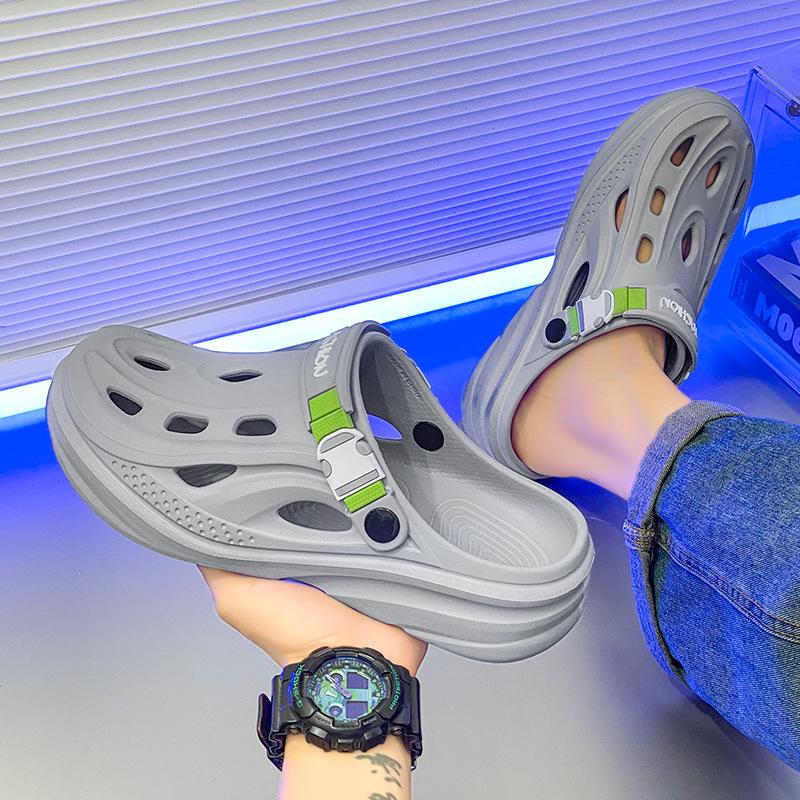 Hole shoes men's garden shoes summer driving dual-purpose casual breathable sandals bag head slippers soft-soled beach sandals