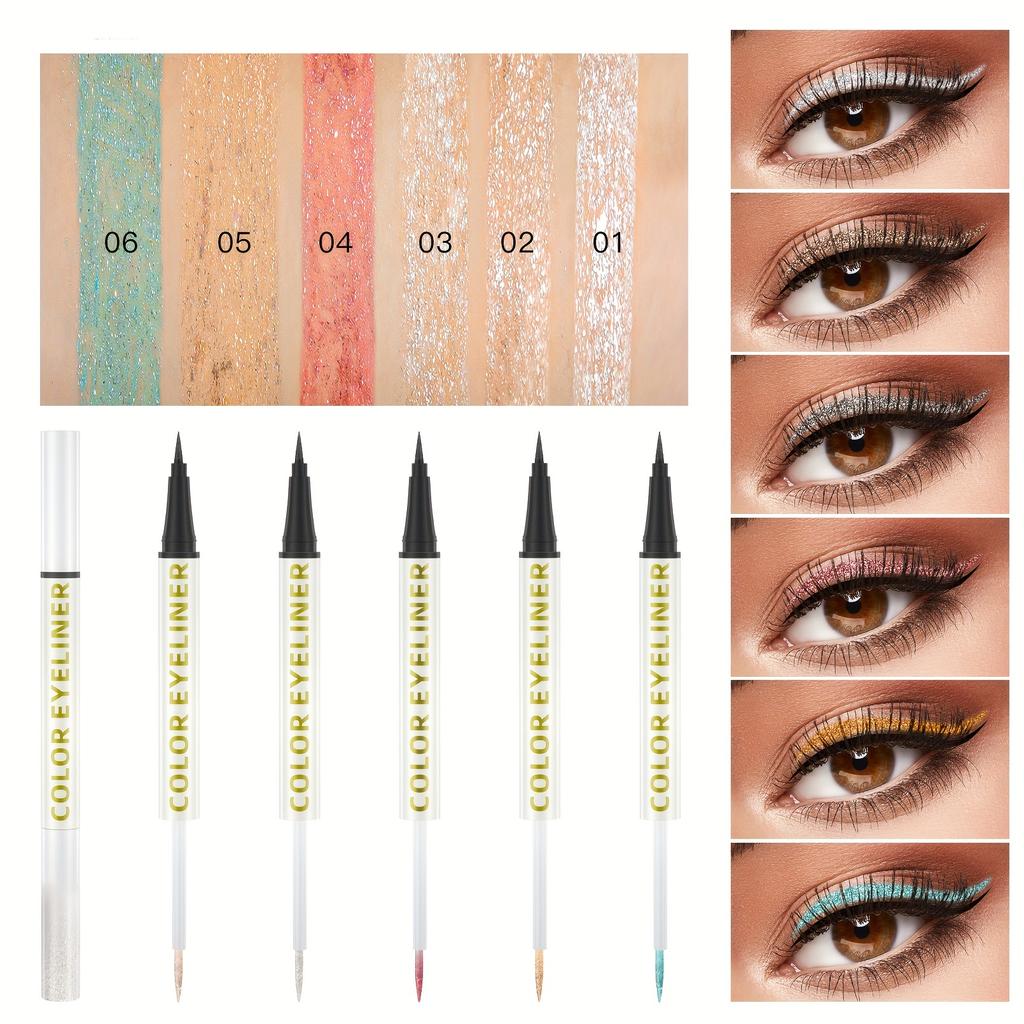 Ein-Strich-Doppelzweck-Eyeliner mit zwei Enden, wasserdichter und schweißfester, nicht verschmierender Perlglanz-Lidschattenstift