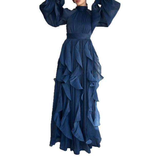 2026 Europäisches & Amerikanisches Damen-Neues Mode-Satin-Langarmkleid - Sexy Hüftbetontes Rundhals-Design