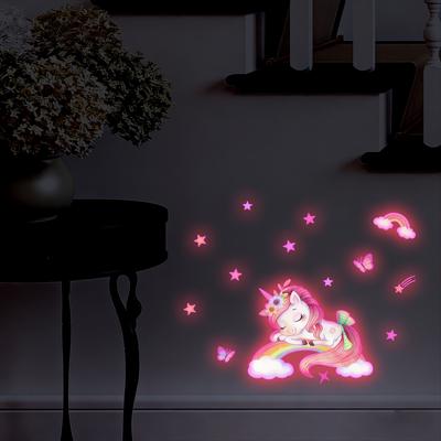 Leuchtende Einhorn Wohnzimmer Schlafzimmer Arbeitszimmer Wandverschönerungsaufkleber
