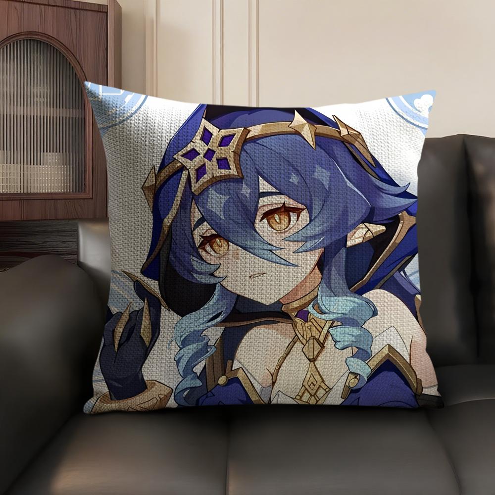 Layla Genshin Impact Cute Cushion Cover Natural Linen Organic Fabric Double-Sided Printing Sofa Home Decor Gift Pillow Case
