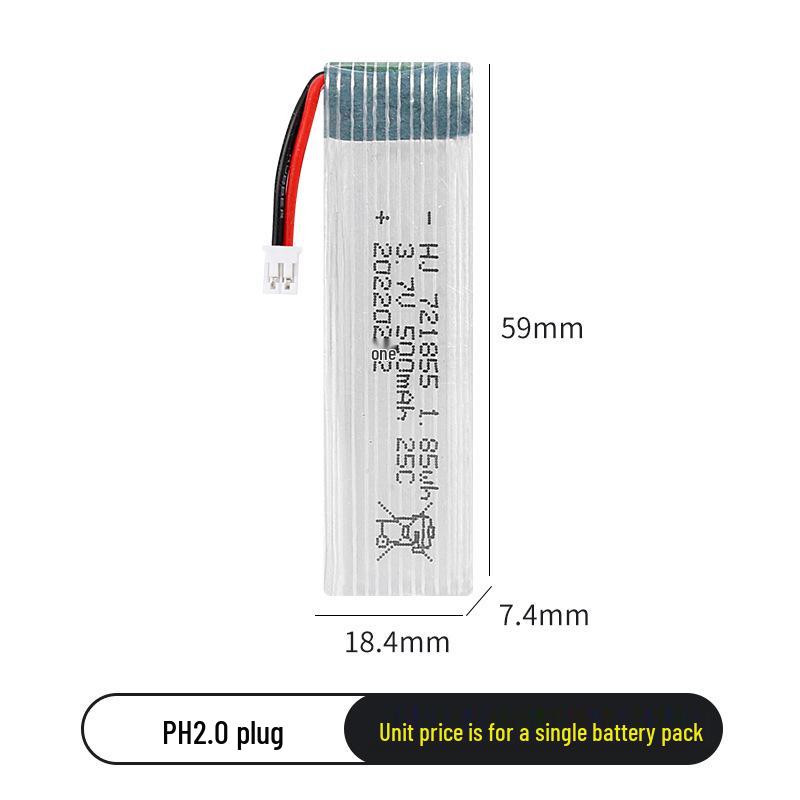 3.7V 500mAh 25C High Discharge Lithium Battery for UDIRC U818A/H37 Aircraft