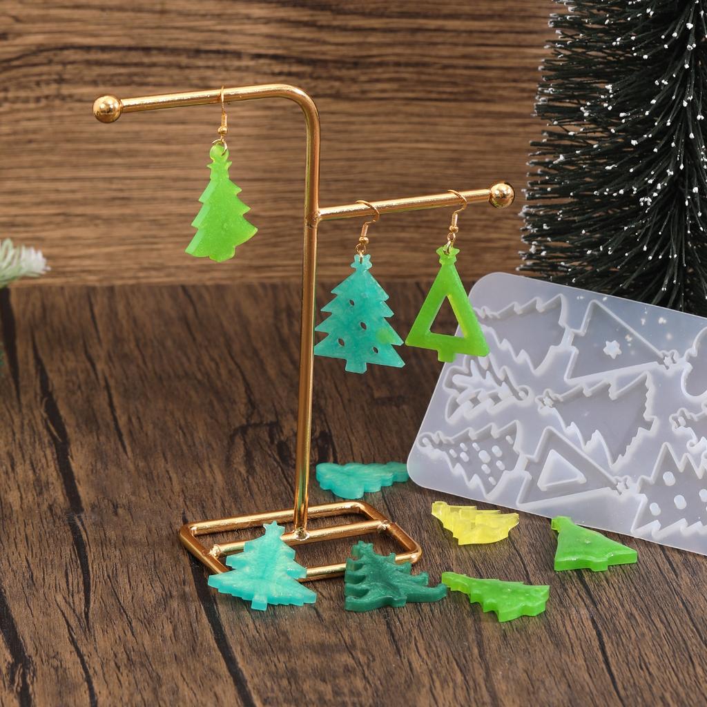 Christmas Elk Earring Pendant Crystal Epoxy Silicone Mold DIY Snowman Bell Shape Pendant Mold For Jewelry Making Craft Keychain