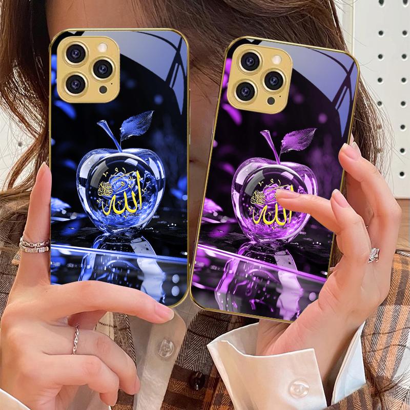 Crystal For Apple Green For IPhone 16 Pro Max 15 P ro 14 13 Plus 12 Mini 11Pro Max XS Max XR Golden tempered glass phone case