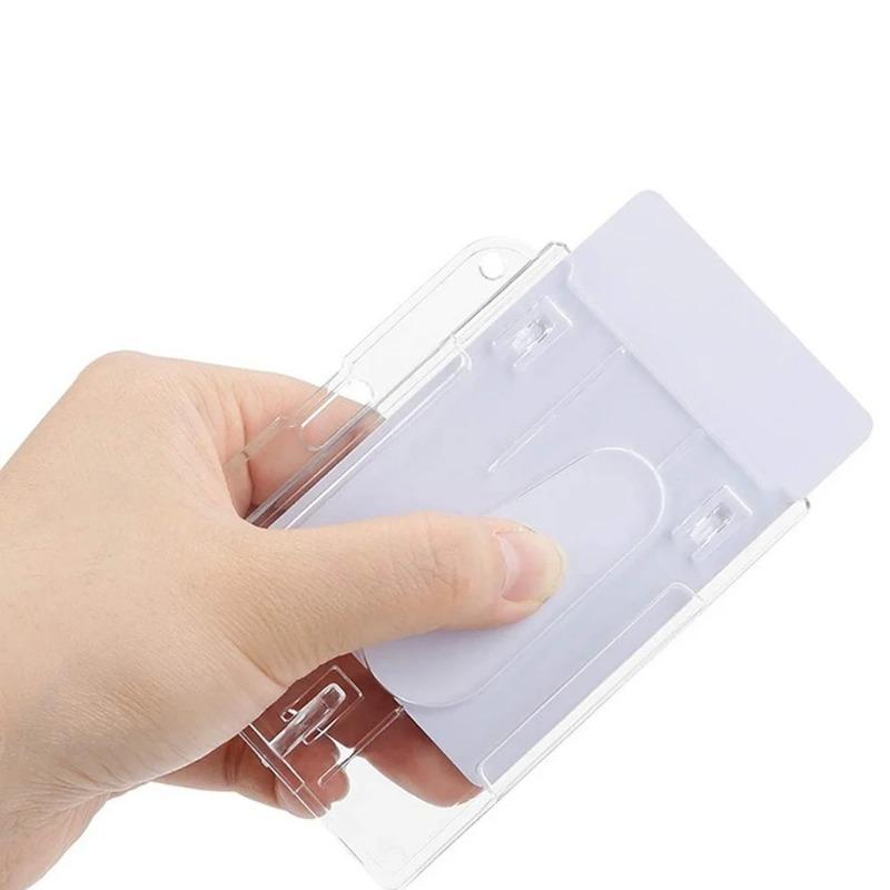 1PC Double Credit Card Clear Plastic ID Badge Card Holder for Bank Cards Protector Transparent Cardholder Card Cover