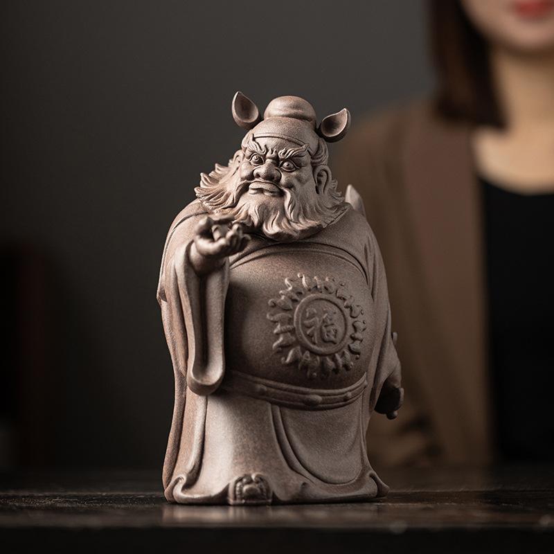 Ceramic Master Zhong Kui Character Statue Exorcism and Blessing Home Living Room Office Wealth Luck Feng Shui Decor Statue
