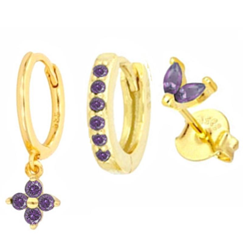 New Design Stainless Steel Cubic Zirconia Chain Hoop Earring For Women Star Moon Pendant Cartilage Earring Piercing Jewelry