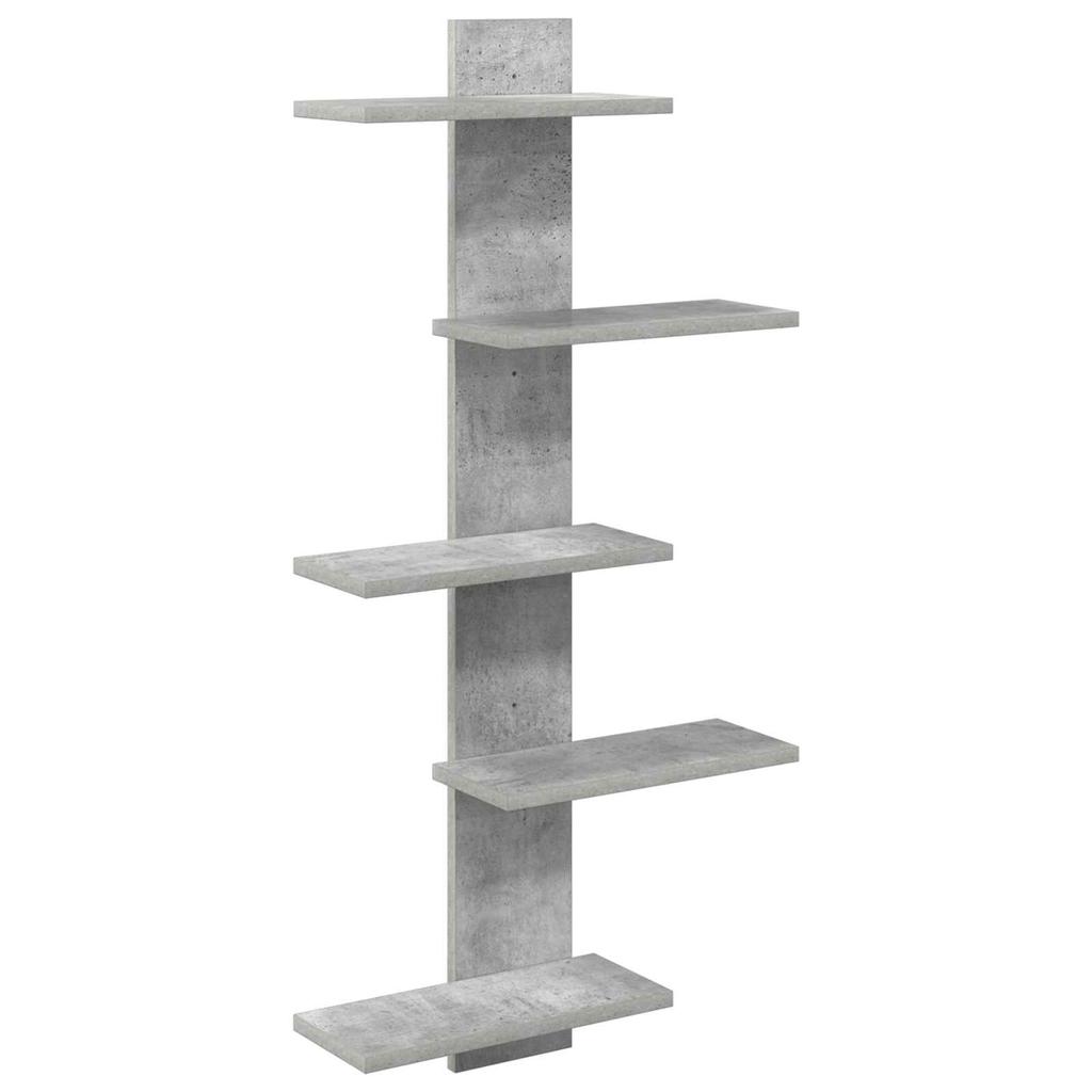 Wall Shelf Concrete Gray 48.5 X 15 X 101 Cm Engineered Wood