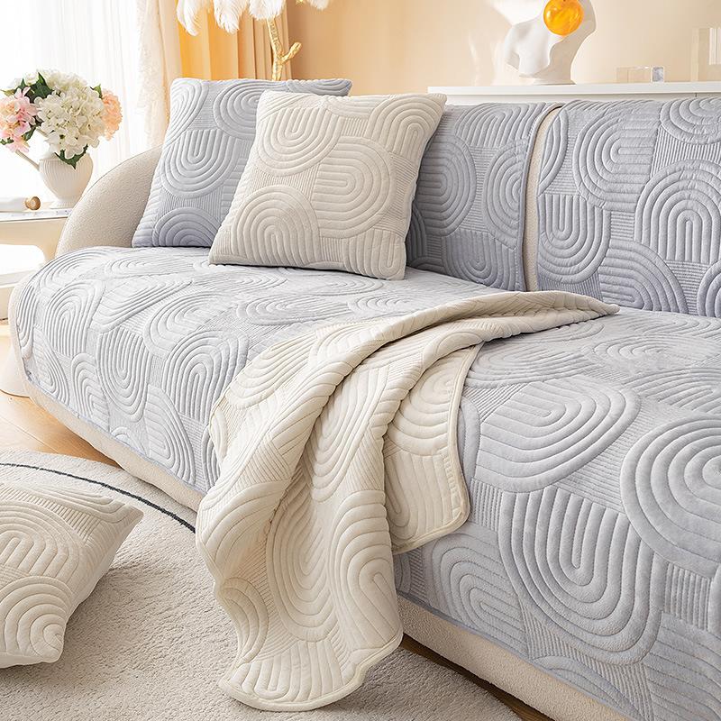 Nordic Ins Plush Sofa Cushion Home Living Room Sofa Cushion Thickened Non-Slip Cover Towel Dust Cover Winter Winter