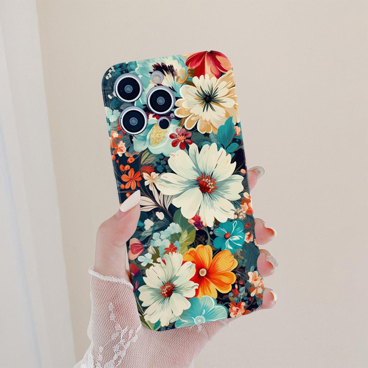 

Flower High-end All-inclusive for Apple 12 Mobile Phone Case Cooling for IPhone 15pm Film Case Mobile Phone Case Spring For iPhone 16 Plus