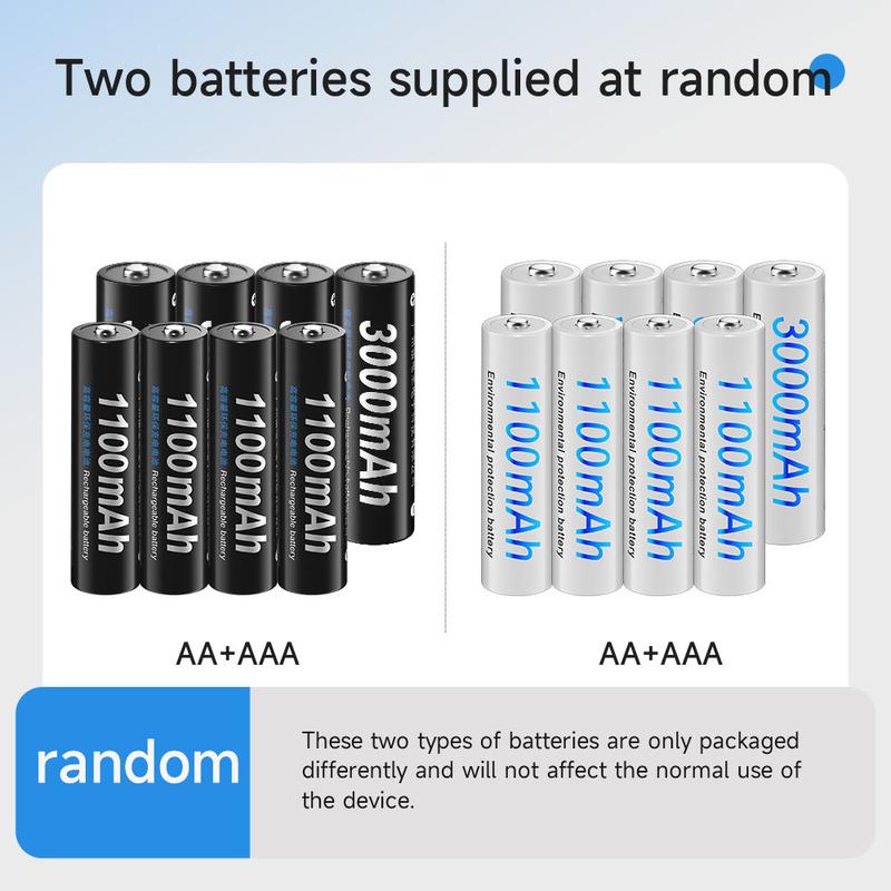 PALO 4Pcs 3000mAh 1.2V AA Rechargeable Batteries+4Pcs 1100mAh 1.2V AAA Battery NI-MH AA AAA Rechargeable Battery for Camera Toy