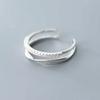 Original 925 Silver Double LInes Rings For Women Wedding Engagement Silver Women's Vintage Ring Fine Jewelry