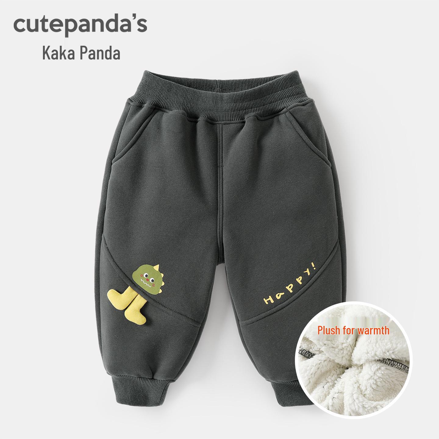 

Kaka Panda Kids Fleece-Lined Winter Pants: Warm Cotton Trousers for Boys, Girls, and Toddlers. 73 cm
