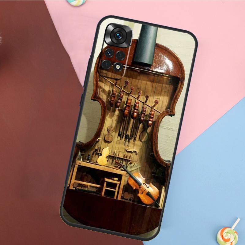Cool Music Violin Cover For Xiaomi Redmi Note 13 Pro 14 12 11 9 10 9S 10S 11S 12S Redmi 10C 12C 13C 14C Case
