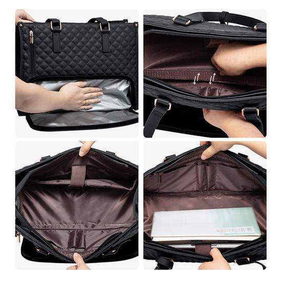 Dámská svačinová taška přes rameno s termoizolační přihrádkou na jídlo, velká kapacita, taška na notebook, prošívaná kabelka pro práci, cestování, business casual