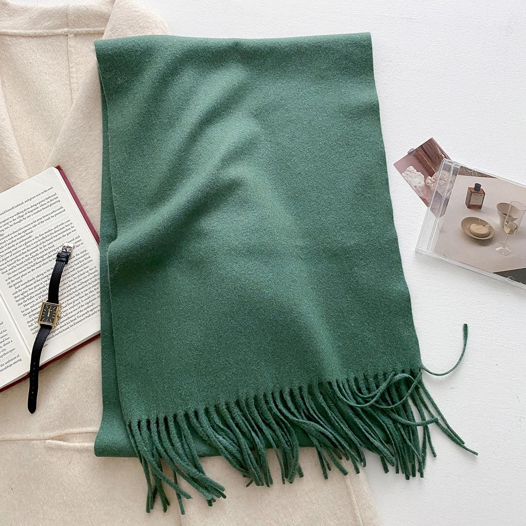 30*180cm Wool Scarf Women Luxury Solid Color Winter Warm Fashion Scarves Tassel Shawls Pashmina Lady Soft Wraps