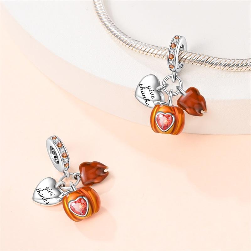 Copper Golden Autumn Series Charms Beads Scarecrow Pumpkin Maple Leaf Charms For Women Fine Diy Jewelry