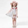 Dww-Rose-Girls' Sun Hat 2-8 Years Summer Straw Hats and Small Bag Set with Floral Decoration for Beach, Travel, Hiking