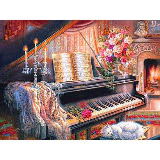 

Бриллиантовая живопись Фортепиано 5D DIY Алмазная вышивка Мозаика Картина из горного хрусталя