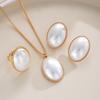 4pcs  Fashion Elegant Elipse Necklace Ring Earrings Jewelry Set For Women French Style Romantic Gifts
