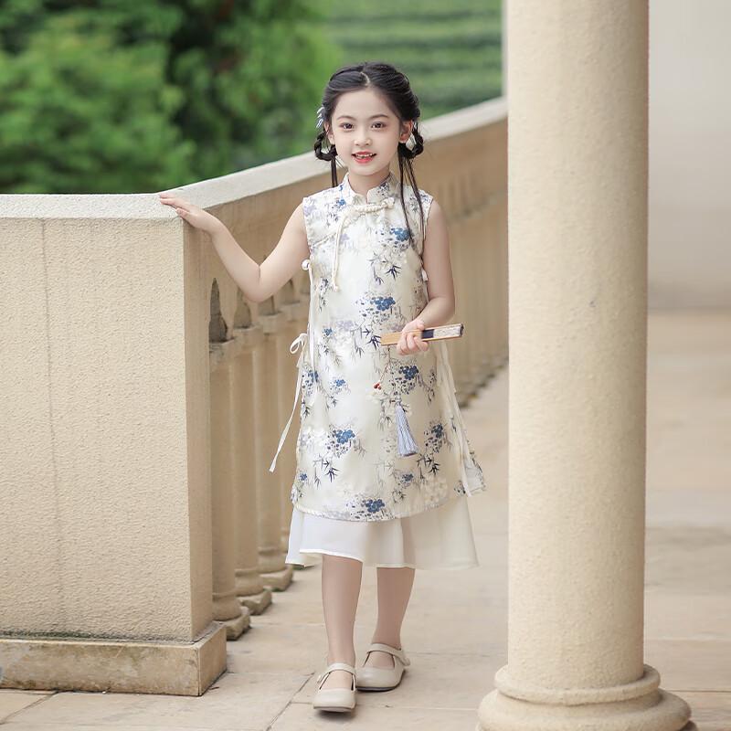 Girls' Summer Hanfu-Style Cheongsam Dress