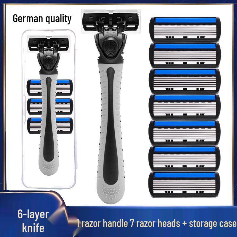 Six-Layer Razor Stainless Steel Shaver for Men with Multi-Layer Shaving Head