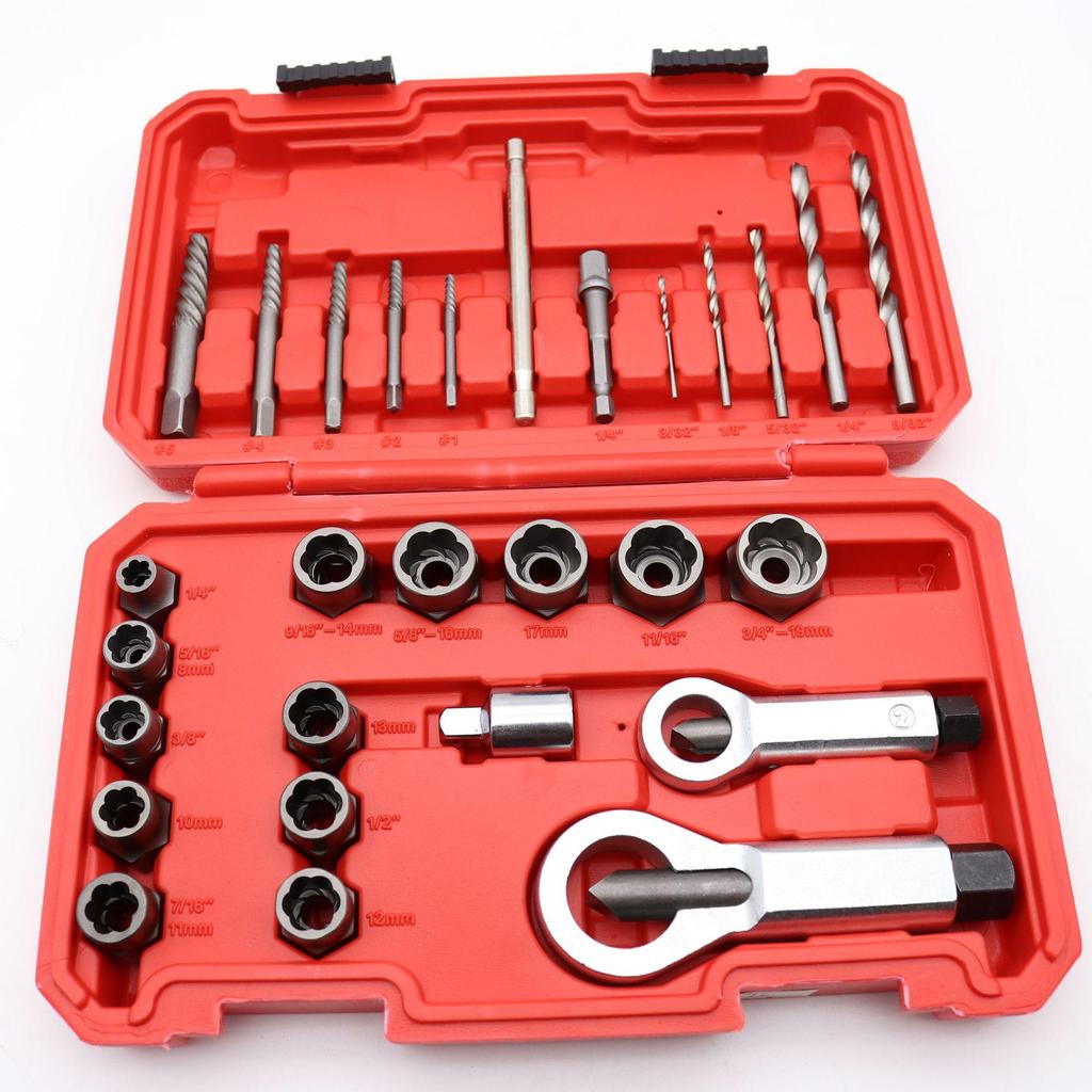 Set de 14 extractoare de piulițe și șuruburi pentru elemente de fixare deteriorate și incomplete