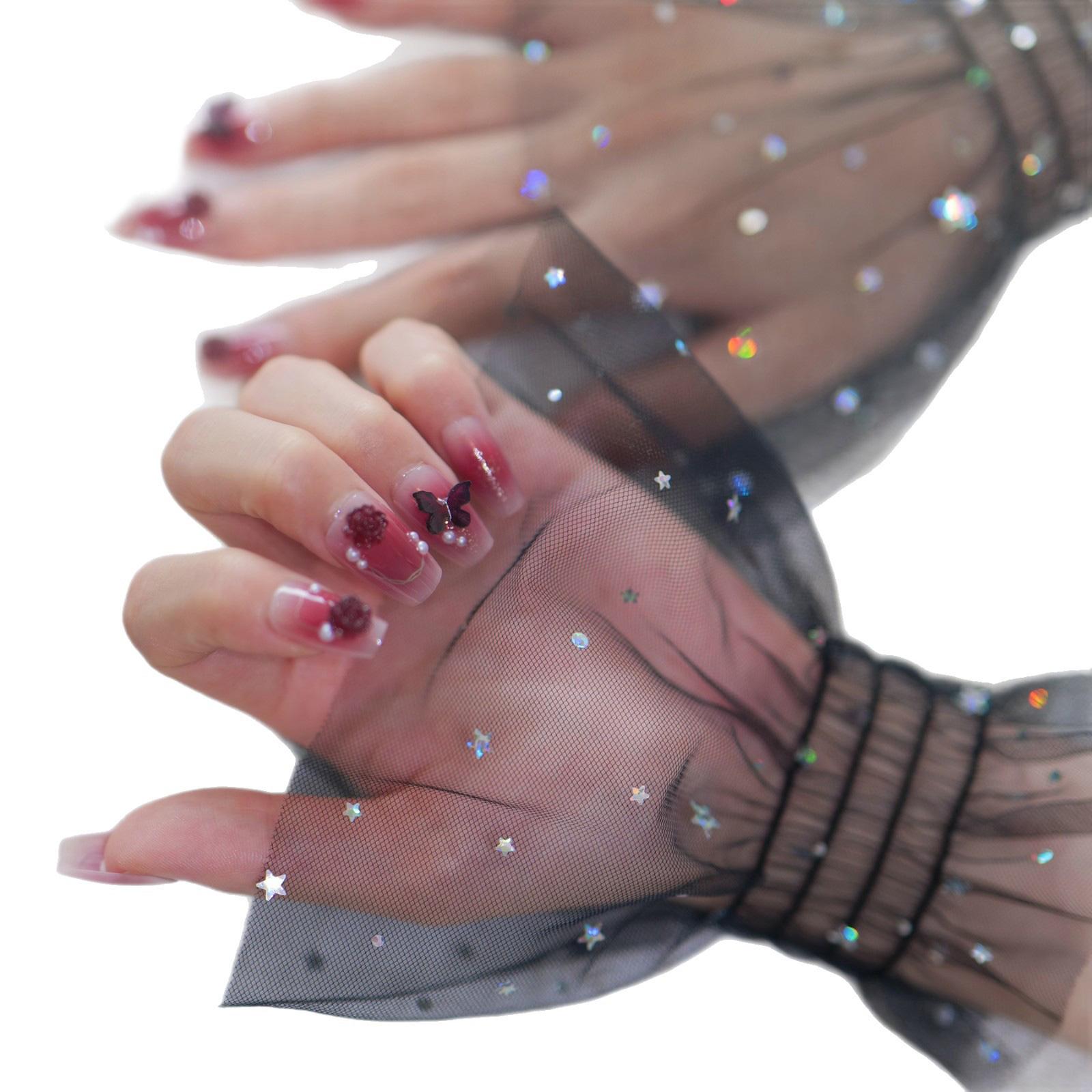 

Звездные Блестки Сетчатые Рукава для Рук для Фотостудии Маникюра Дышащие Блестящие Рукава-Манжеты Нарукавники Модные Аксессуары чёрный