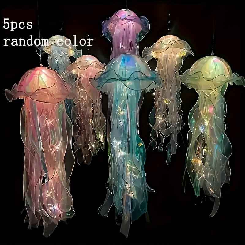 5pcs Led Jellyfish Lanterns - Colorful Hanging Decor For Birthdays, Weddings, Ocean Themes & Christmas - Battery Included
