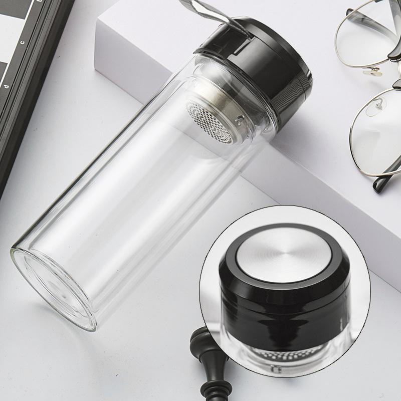 Maßgeschneiderte Werbe-Teetasse, Geschenktasse, Wasserbecher, isolierter doppelwandiger Glasbecher mit Henkel für das Büro