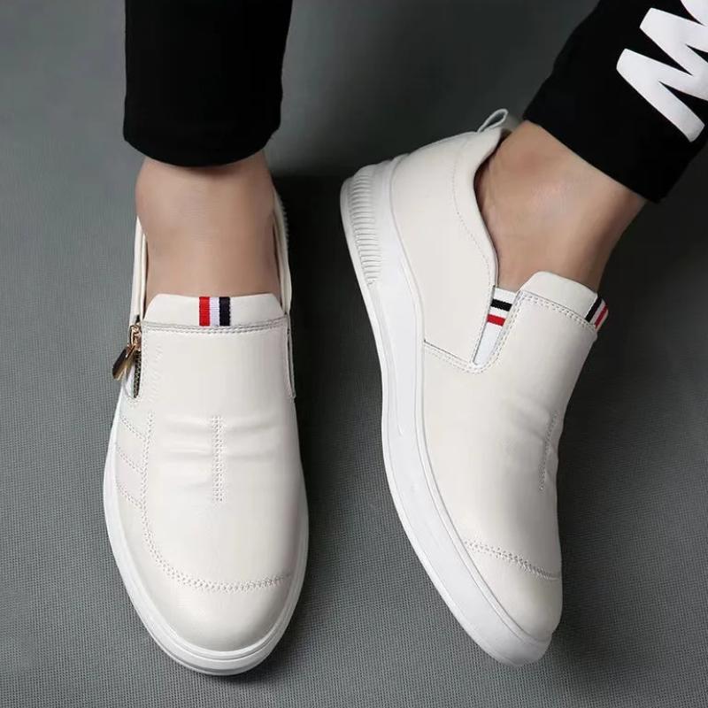 Fashion Men's Business Leather Shoes 2024 New Style Simple Casual Flat Bottom Comfortable Vulcanized Shallow Mouth Daily Zapatos Hombre