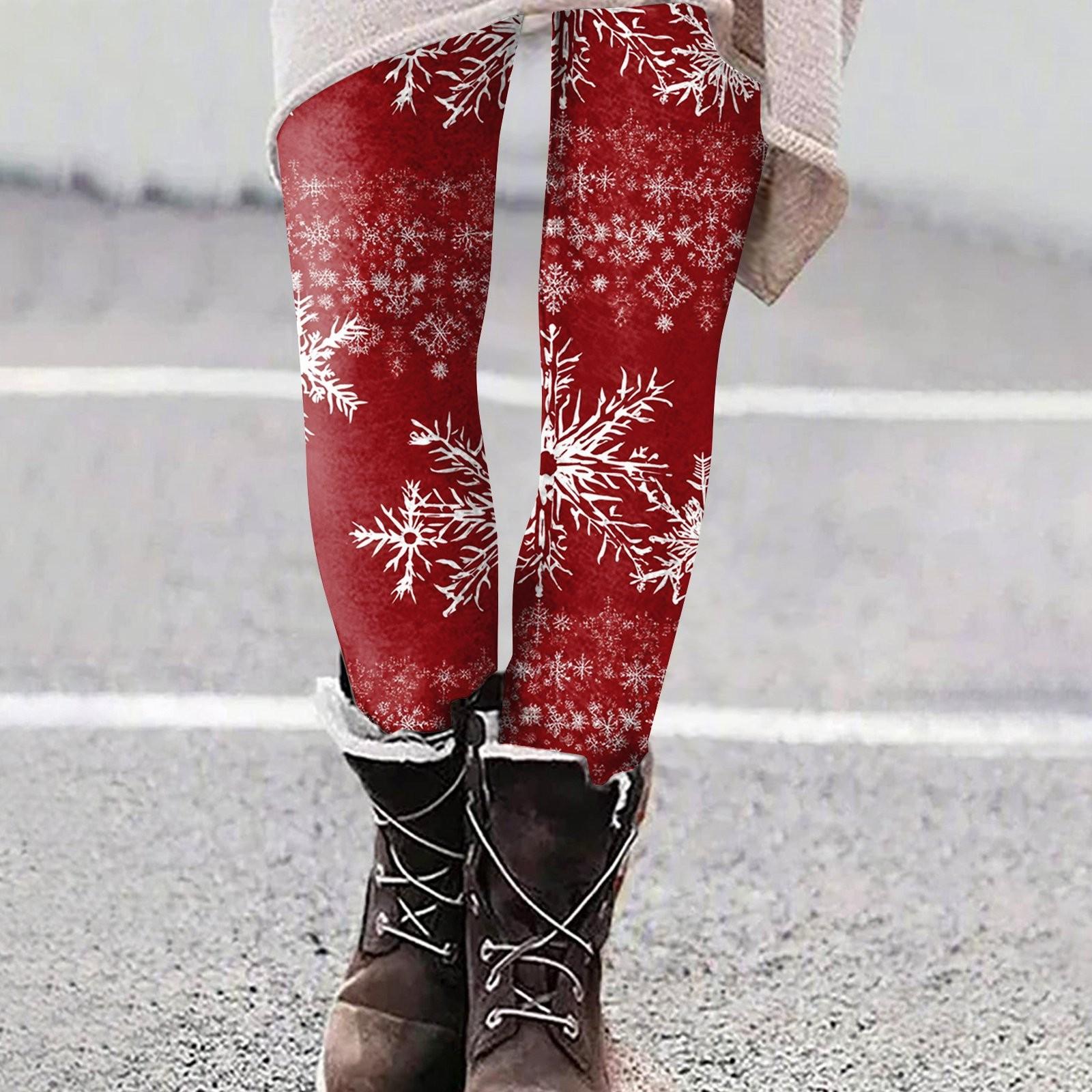 

Женские повседневные уличные брюки с рождественским узором, облегающие эластичные укороченные брюки для йоги XXXXL киноварь