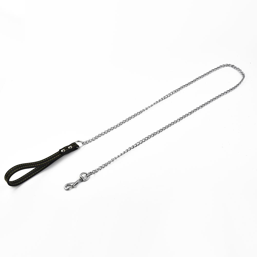 Kovový řetězový pes s rukojetí ve stylu kůže Silné kontrolní vodítko