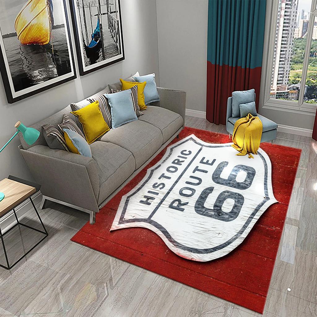Historic Route 66 Non-slip Carpet Soft Area Rug for Living Room Kids Bedroom Kitchen Decor Floor Mat