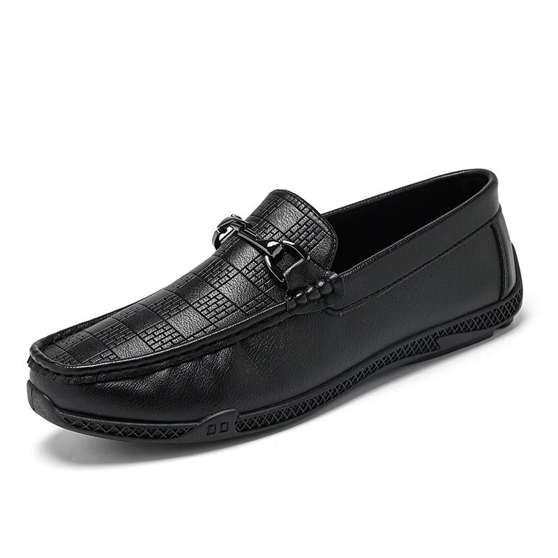 Luxury  Black Leather Men Casual Shoes New Formal Dress Shoes Sneaker Designer Men Loafers Breathable Slip on Driving Shoes