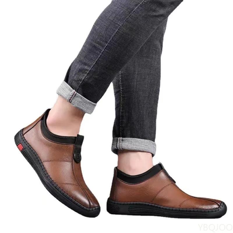 Fashion New Men's casual Shoes Soft soled comfort lazy shoes Outdoor light Bean bean shoes Trendy Male business leather Loafers Homme
