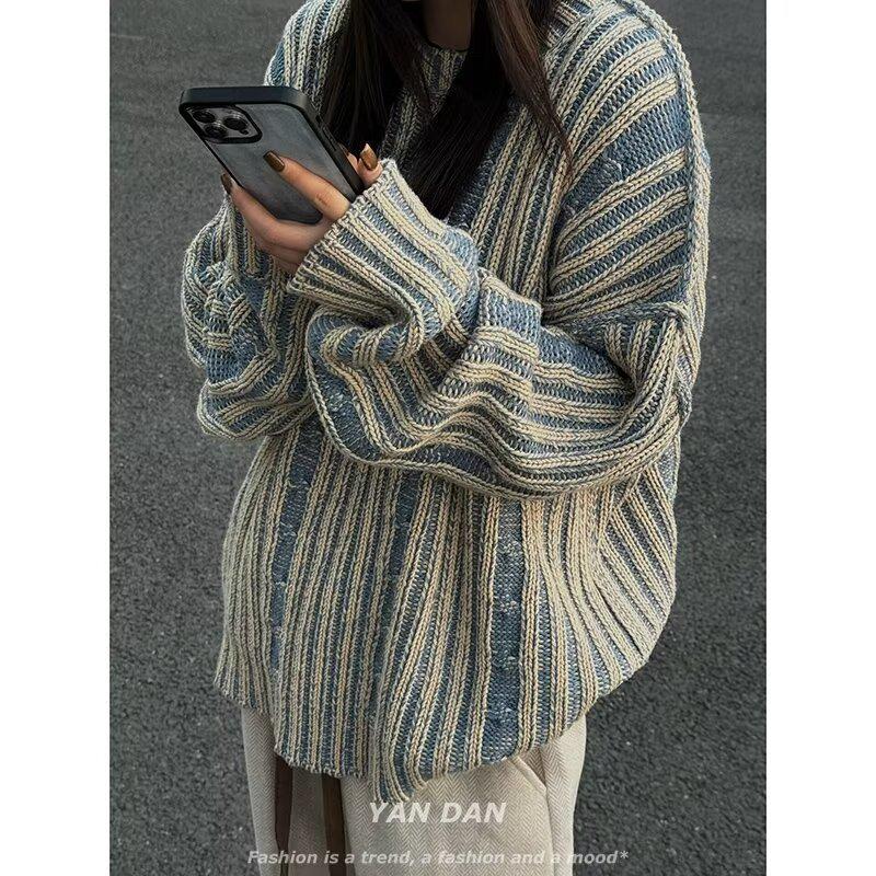 Men s Korean Style Color Block Sweater: Autumn/Winter Casual Knit with Retro High-End Feel M