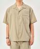 Plack Open Collar Short Sleeve Shirt Khaki