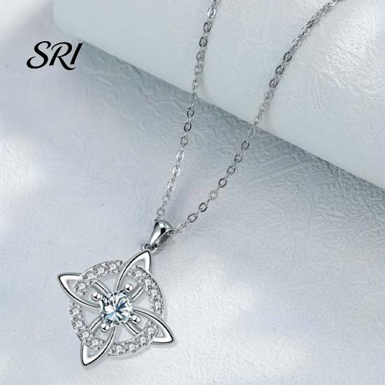 Witch Knot Necklace Celtic Witches Birthstone Sparkling Symbol Birth Month Stone Wiccan Spiritual Jewelry Gift for Women Mom Wife Girlfriend