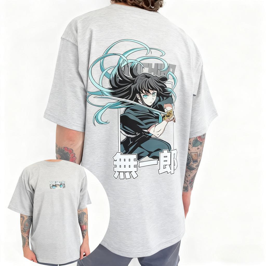 Demon Slayer Anime Tokitou Muichirou Printed TShirt Summer New Mens Japanese Harajuku Loose Casual Childrens ParentChild Top