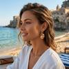 Pearl Accent Shell Necklace Gold Color Drop Earrings Stylish Women Jewelry  Beach Wear