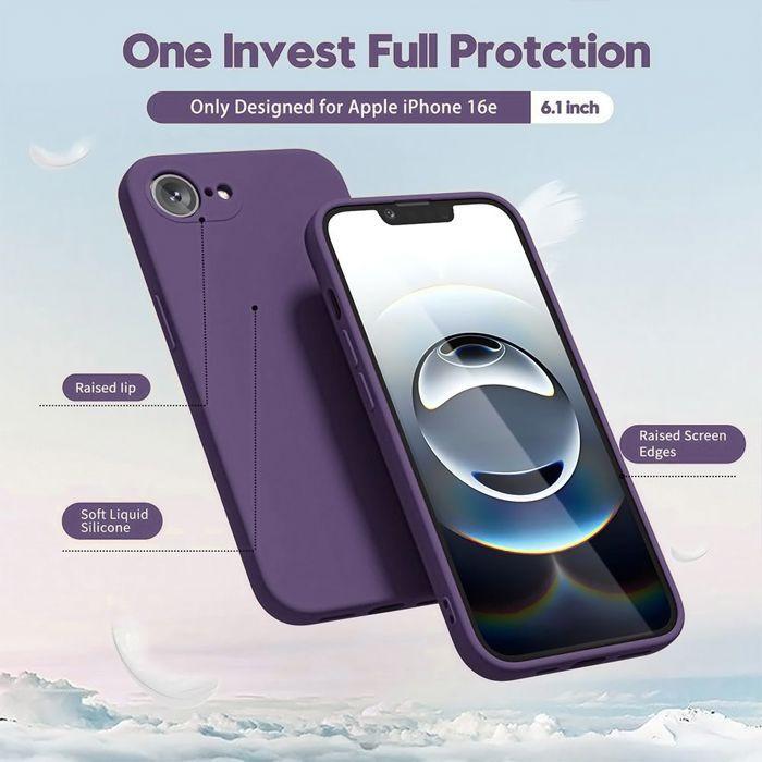 Coque pour iPhone 17e, Silicone Liquide Protection Slim Antichoc Anti-Rayures Violet Foncé