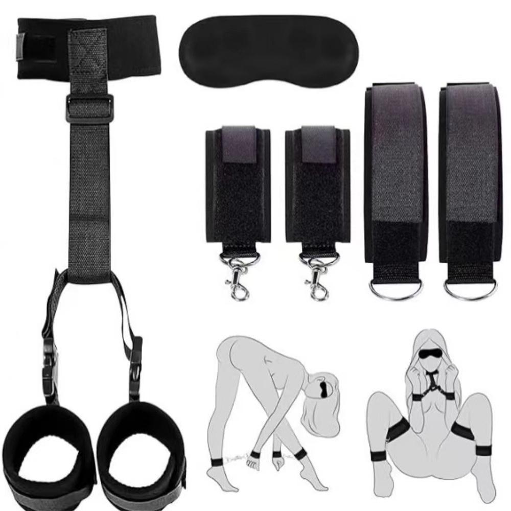 S&M Bed Bondage Ankle Collar Leather Restraint Set  Bondage Kits Erotic Toy Handcuffs Adult Game Sex Toys For Women Couples