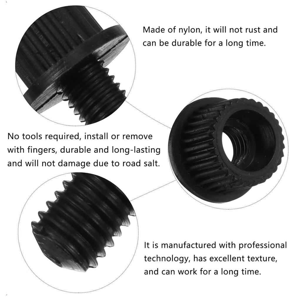FAVOMOTO 4pcs Black Nylon License Plate Bolts and Screws for Motorcycles and Scooters Fastening Hardware Motorcycle License Plate Bolts for Secure